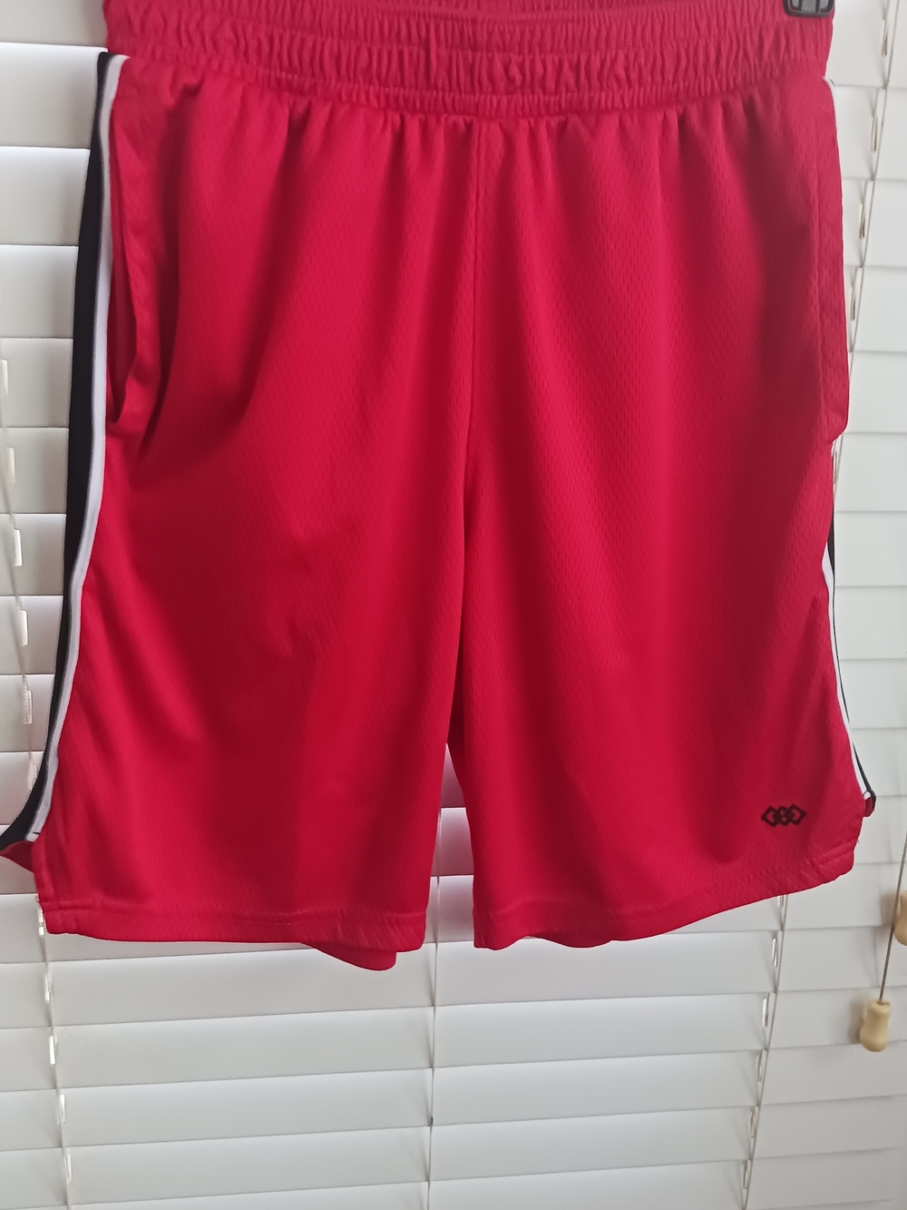 Men's Athletic Red Mesh Shorts with Contrast Side Stripe - LEG3ND